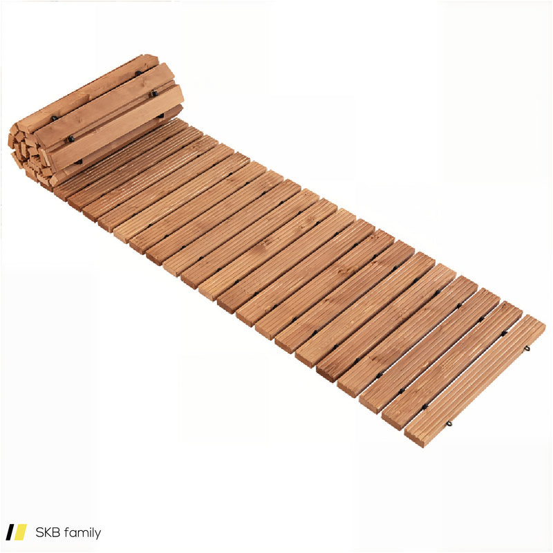 8 Feet Roll-Out Weather-Resistant Patio Hardwood Pathway 240515-229001