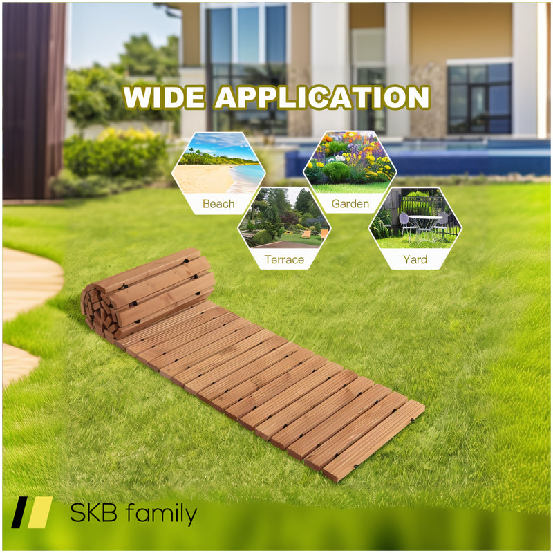 8 Feet Roll-Out Weather-Resistant Patio Hardwood Pathway 240515-229001