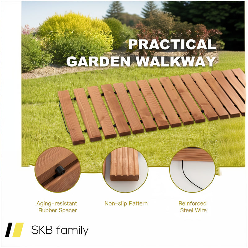 8 Feet Roll-Out Weather-Resistant Patio Hardwood Pathway 240515-229001