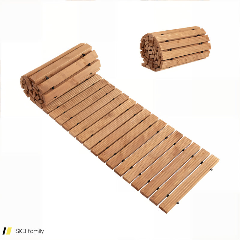 8 Feet Roll-Out Weather-Resistant Patio Hardwood Pathway 240515-229001