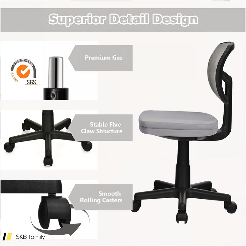 Armless Computer Chair With Height Adjustment And Breathable Mesh For Home Office 240515-229067