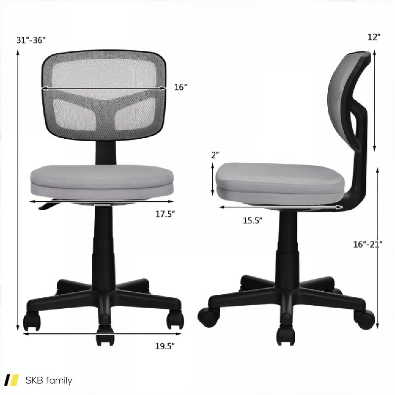 Armless Computer Chair With Height Adjustment And Breathable Mesh For Home Office 240515-229067