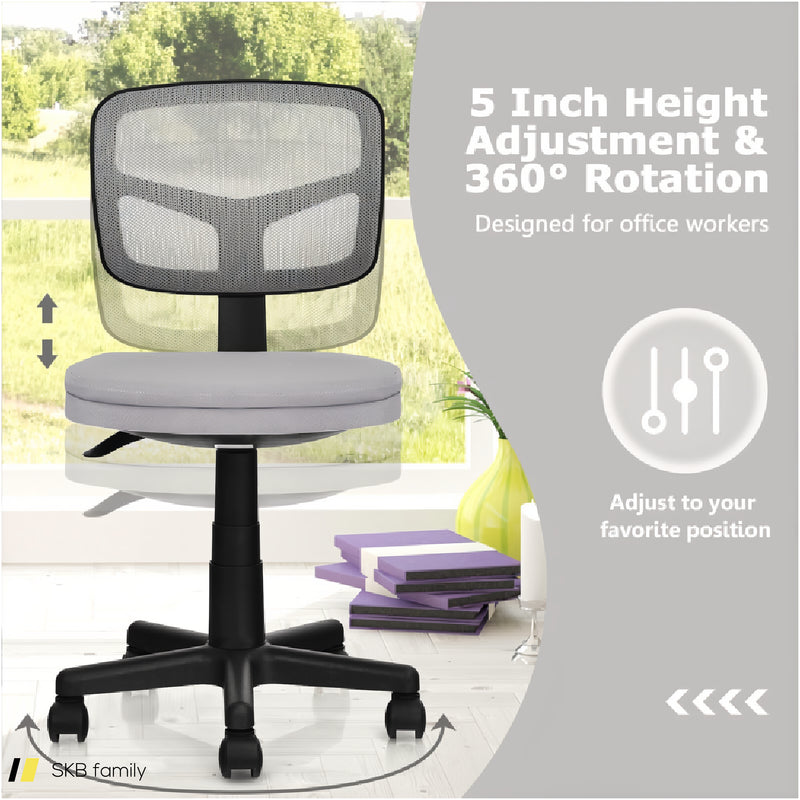 Armless Computer Chair With Height Adjustment And Breathable Mesh For Home Office 240515-229067