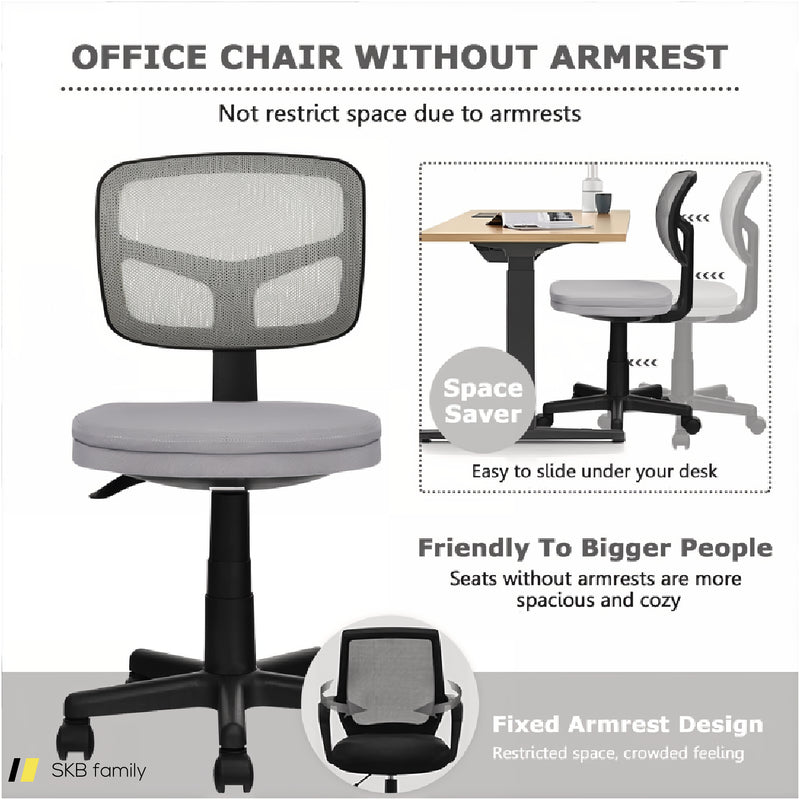 Armless Computer Chair With Height Adjustment And Breathable Mesh For Home Office 240515-229067