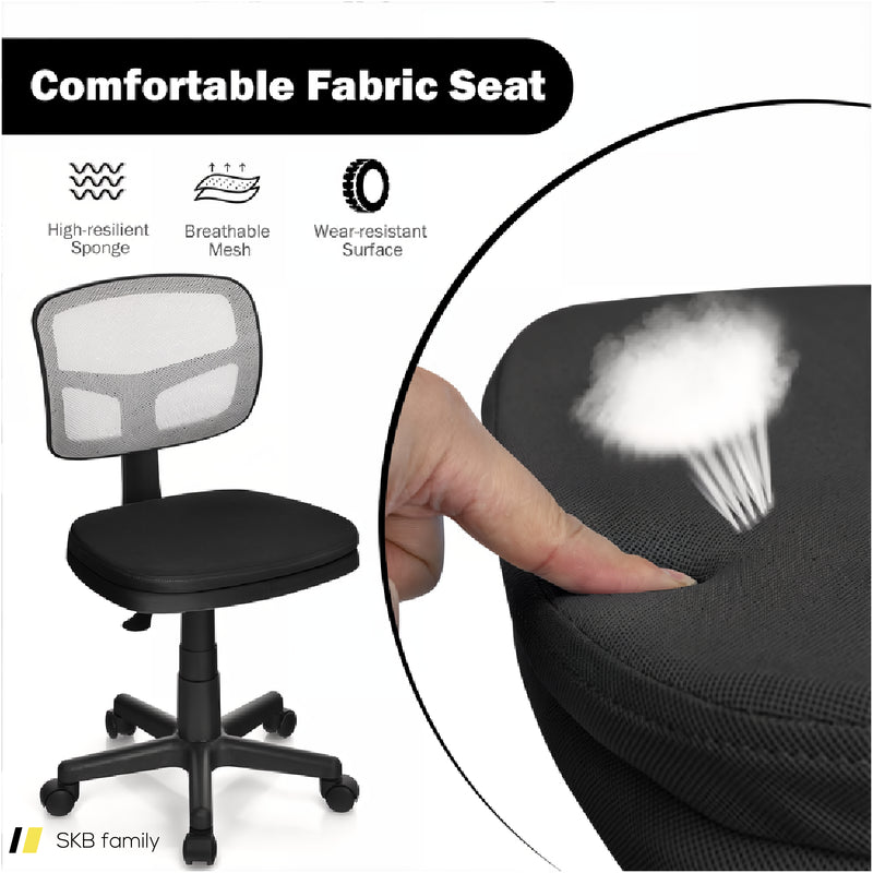 Armless Computer Chair With Height Adjustment And Breathable Mesh For Home Office 240515-229067