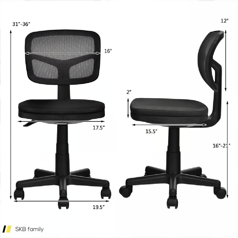 Armless Computer Chair With Height Adjustment And Breathable Mesh For Home Office 240515-229067