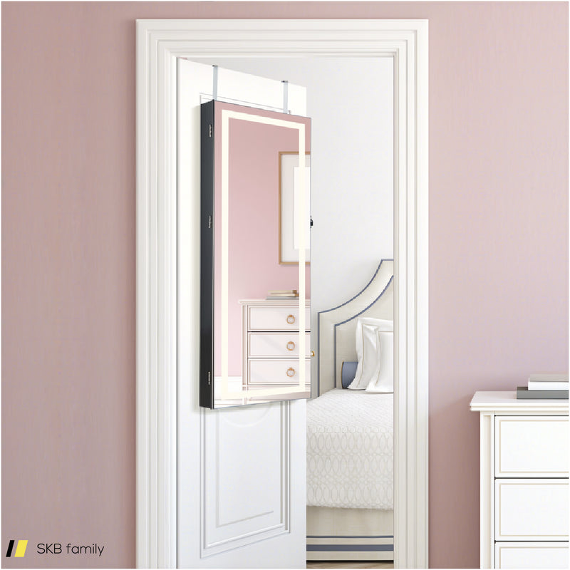 42.5 Inches Lockable Jewelry Mirror Wall Cabinet With 3-Color Led Lights 240515-229068