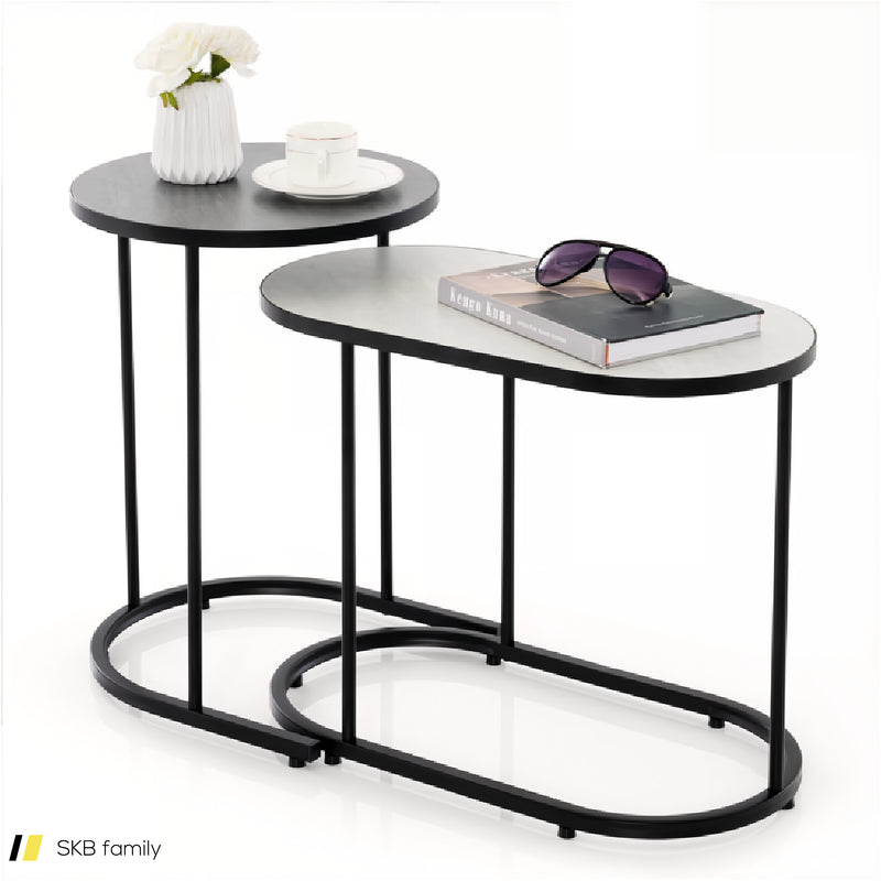 2-In-1 Design Faux Marble Top Tea Table 240515-229070