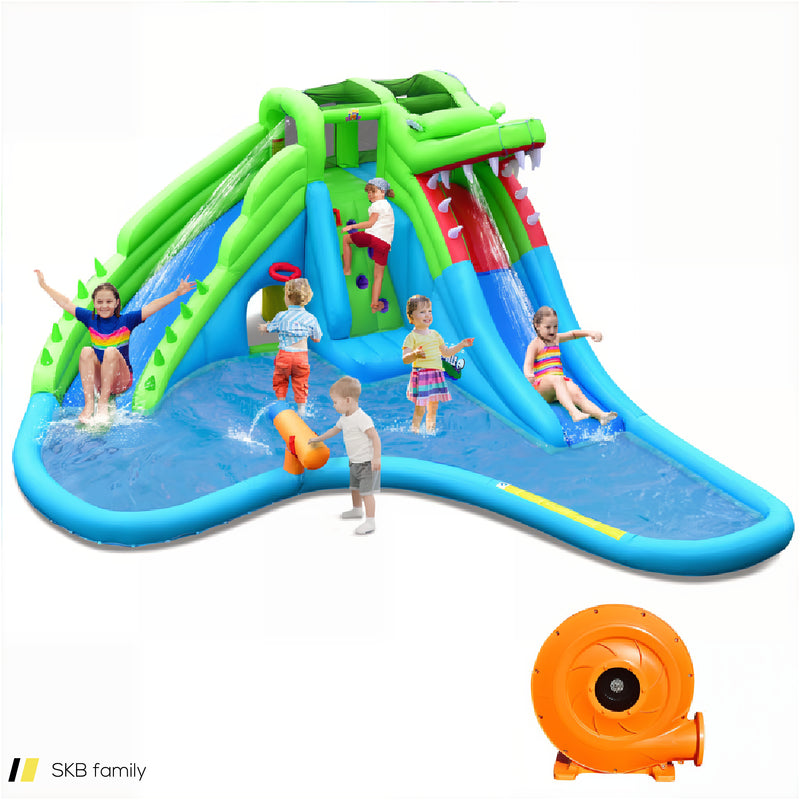 Inflatable Crocodile Style Water Slide Upgraded Kids Bounce Castle With 780w Blower 240515-229073