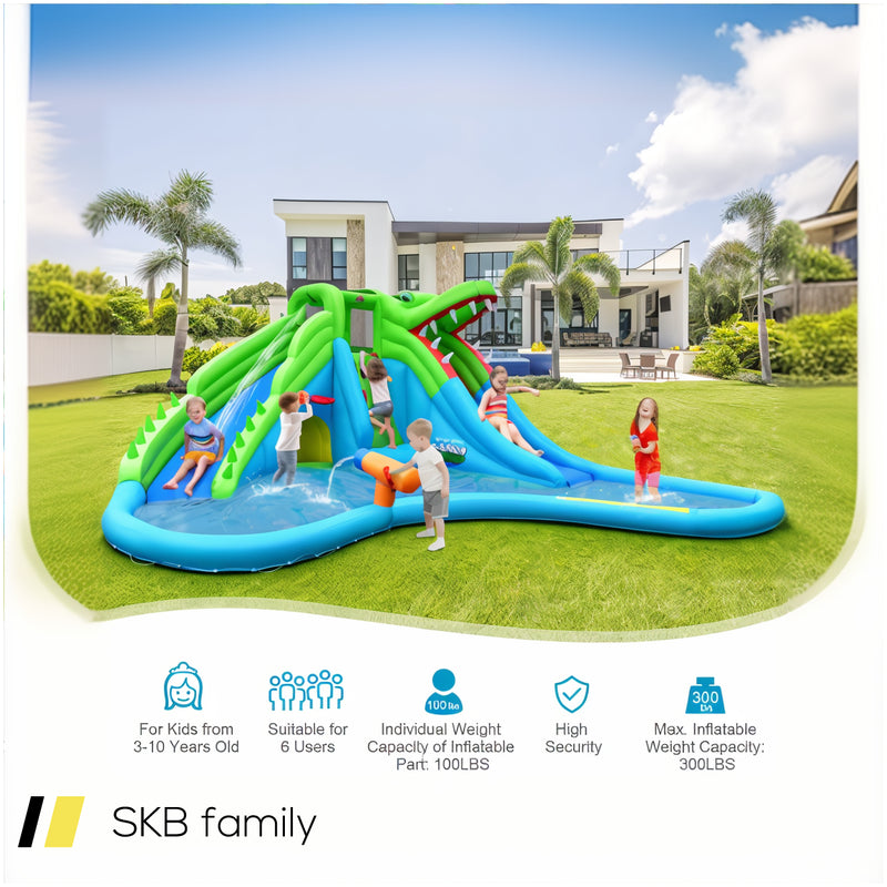 Inflatable Crocodile Style Water Slide Upgraded Kids Bounce Castle With 780w Blower 240515-229073