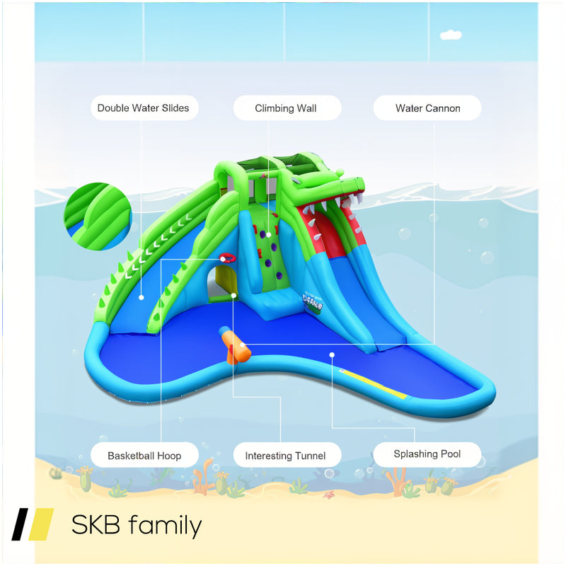 Inflatable Crocodile Style Water Slide Upgraded Kids Bounce Castle With 780w Blower 240515-229073