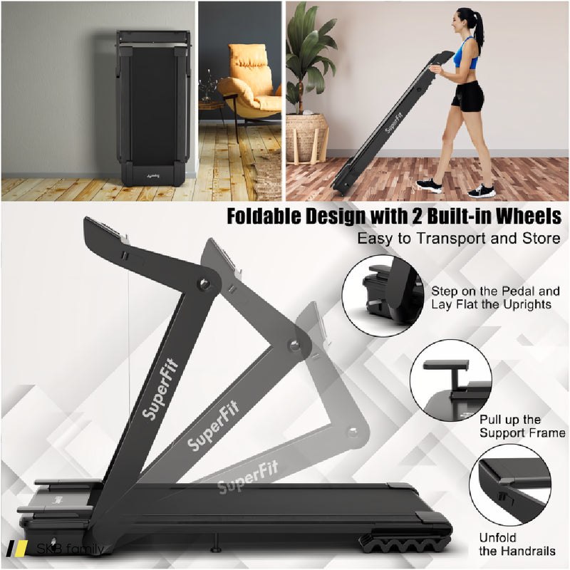 4.0 Hp Foldable Electric Treadmill With Led Touch Screen And App Connection 240515-229074