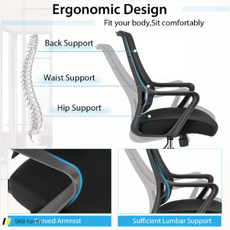 Modern Breathable Mesh Chair With Curved Backrest And Armrest 240515-229078