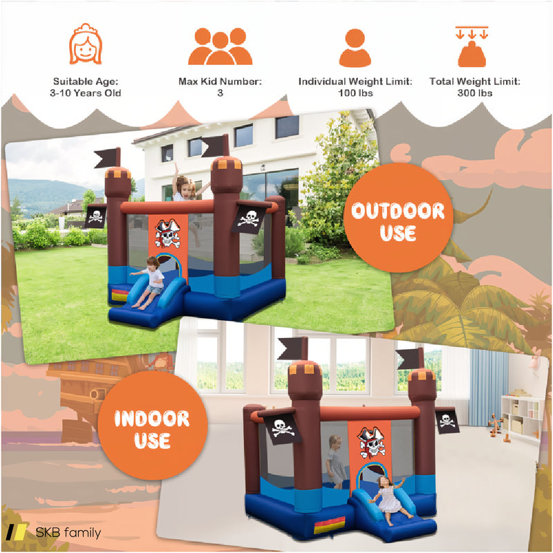 Pirate-Themed Inflatable Bounce Castle With Large Bounce Area Without Blower 240515-229079