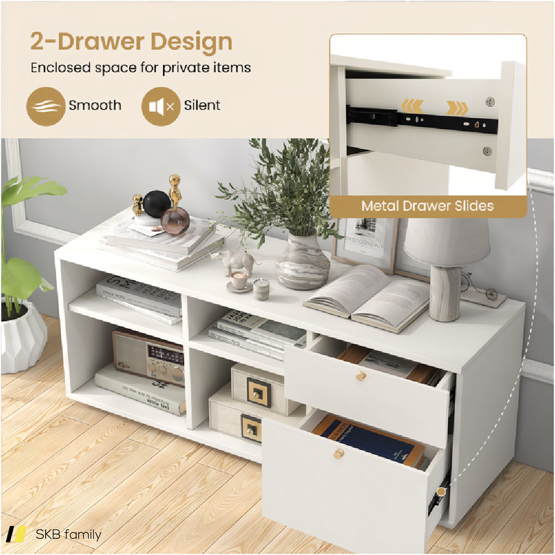 Storage Cabinet Tv Console Cabinet With 2 Drawers And 4 Cubes For Entryway Living Room 240515-229083