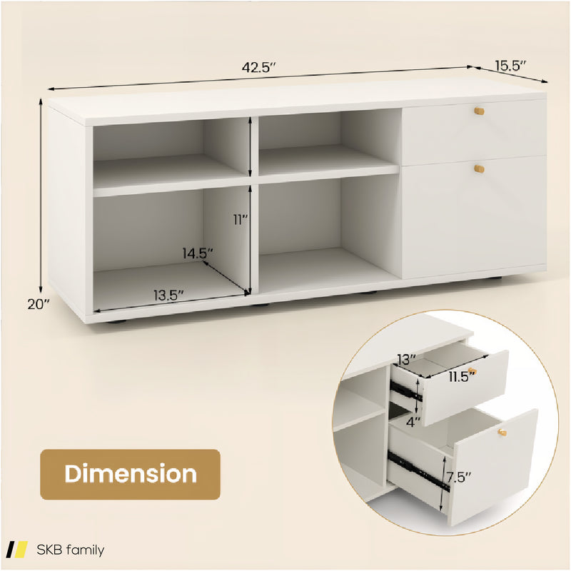 Storage Cabinet Tv Console Cabinet With 2 Drawers And 4 Cubes For Entryway Living Room 240515-229083