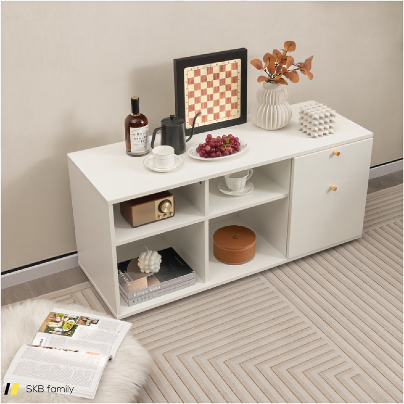 Storage Cabinet Tv Console Cabinet With 2 Drawers And 4 Cubes For Entryway Living Room 240515-229083