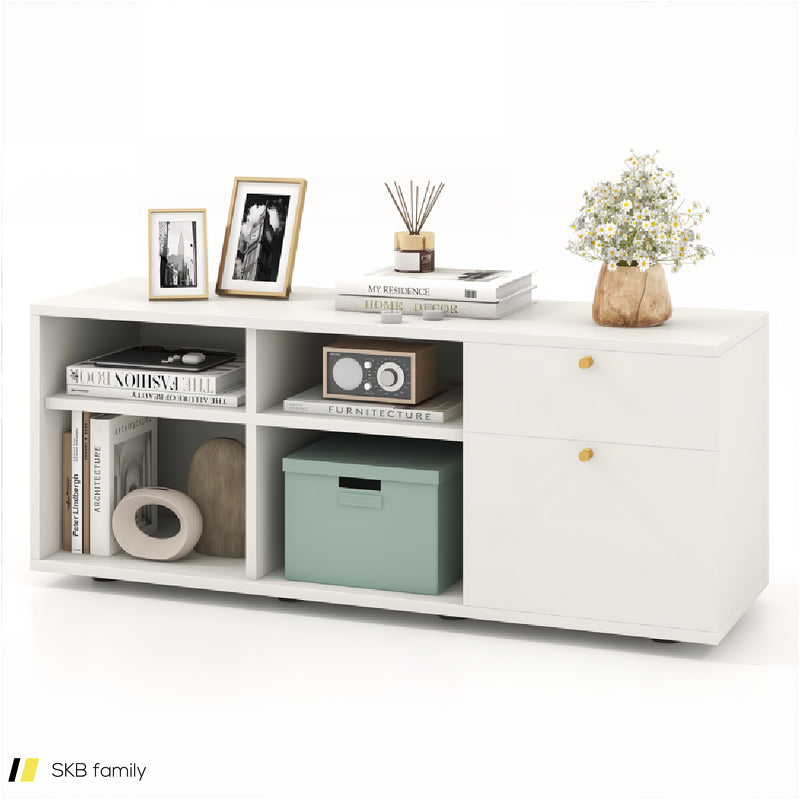 Storage Cabinet Tv Console Cabinet With 2 Drawers And 4 Cubes For Entryway Living Room 240515-229083