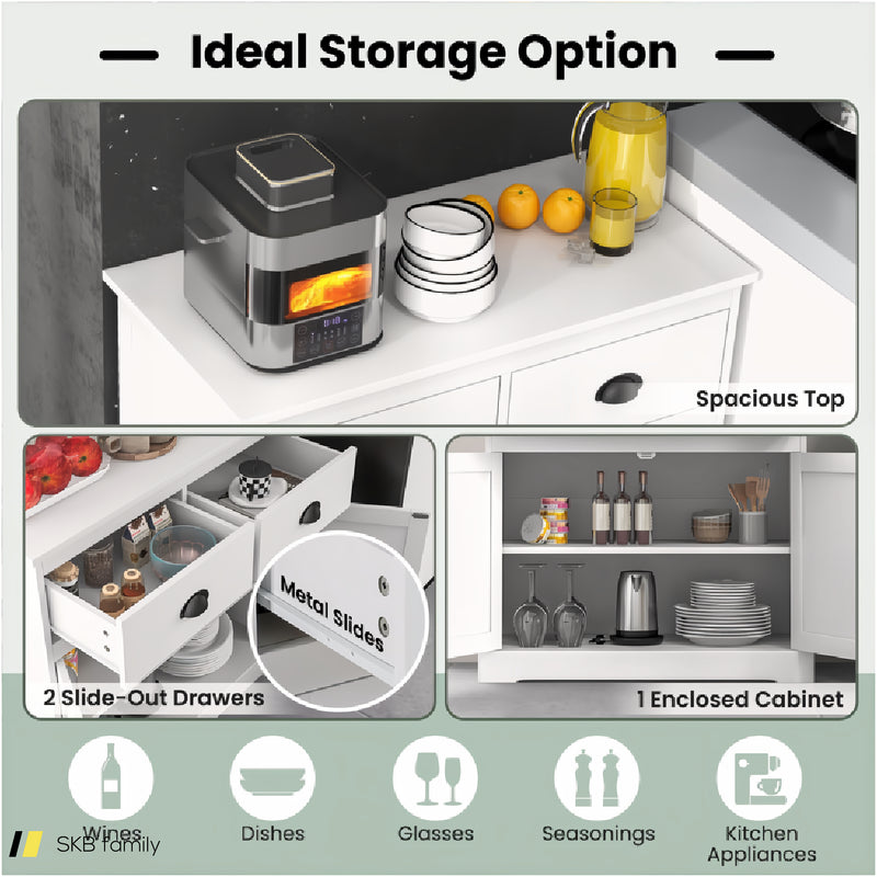 Kitchen Buffet Storage Cabinet With 2 Doors And 2 Storage Drawers 240515-229085