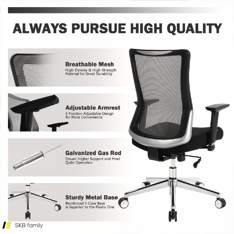 Ergonomic Mesh Office Chair Sliding Seat Height Adjustable With Armrest 240515-229086