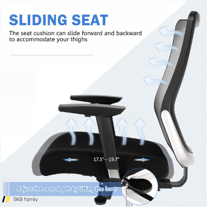 Ergonomic Mesh Office Chair Sliding Seat Height Adjustable With Armrest 240515-229086