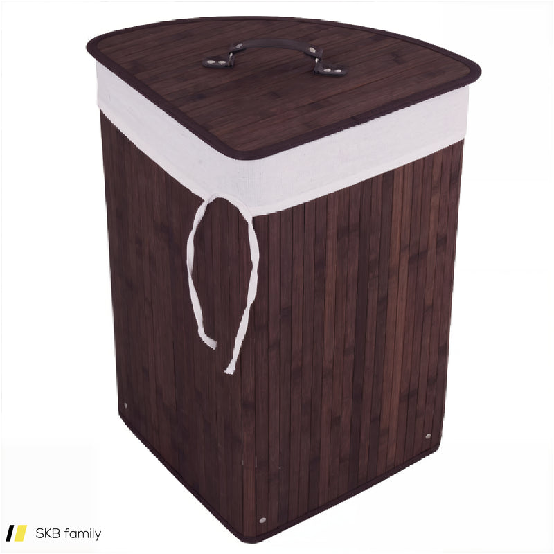 Bamboo Laundry Hamper Basket With Lid And Removable Liner Bag 240515-229091