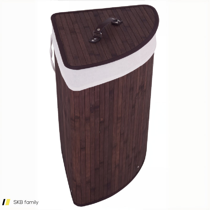 Bamboo Laundry Hamper Basket With Lid And Removable Liner Bag 240515-229091