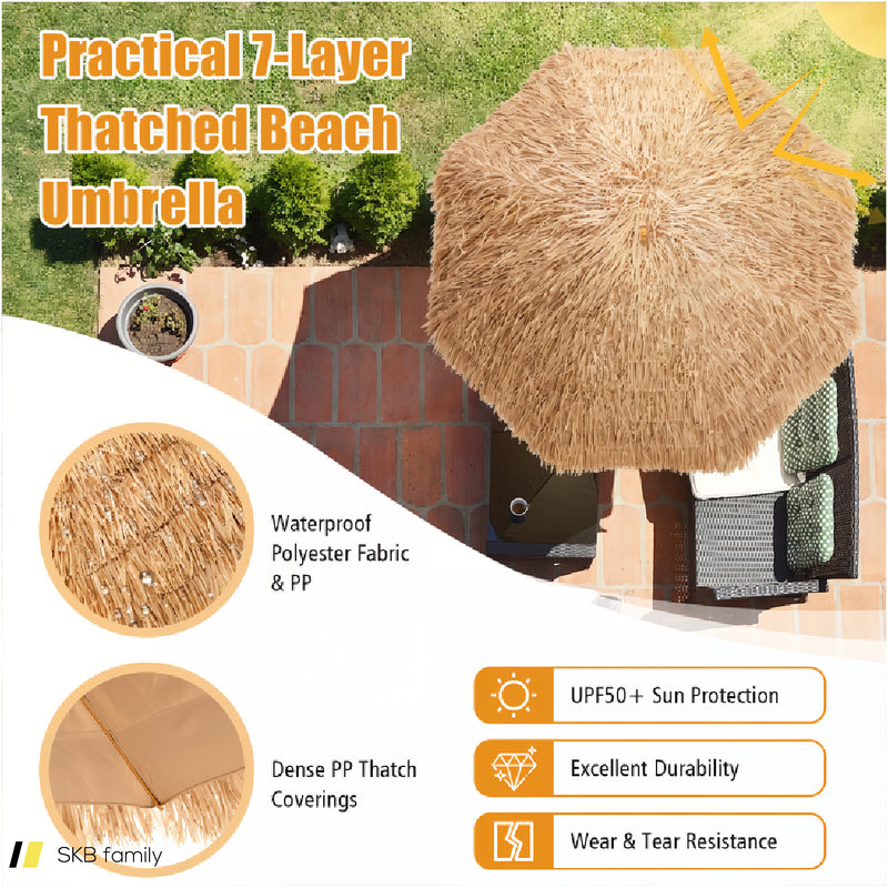 8 Feet Patio Thatched Tiki Umbrella Hawaiian Hula Beach Umbrella 240515-229094