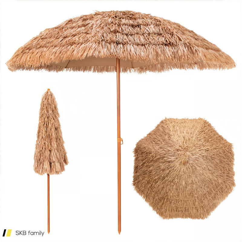 8 Feet Patio Thatched Tiki Umbrella Hawaiian Hula Beach Umbrella 240515-229094