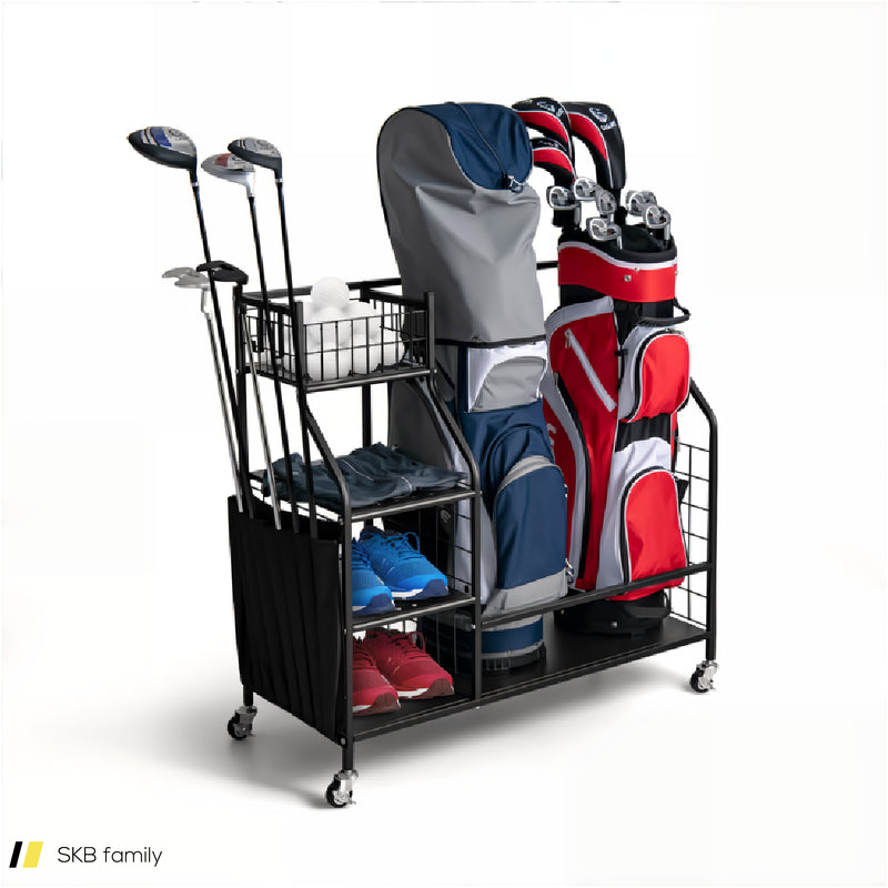 Double Golf Bag Organizer With Lockable Universal Wheels 240515-229096