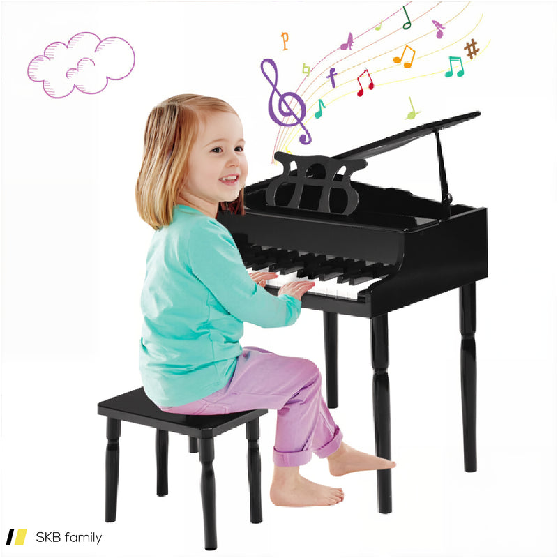 30-Key Wood Toy Kids Grand Piano With Bench And Music Rack 240515-229098