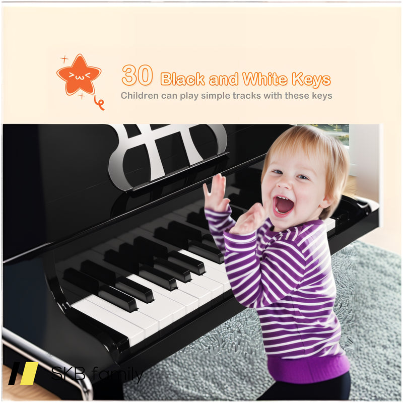 30-Key Wood Toy Kids Grand Piano With Bench And Music Rack 240515-229098