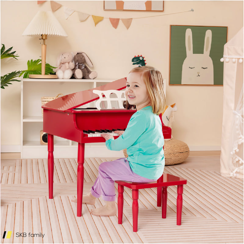 30-Key Wood Toy Kids Grand Piano With Bench And Music Rack 240515-229098