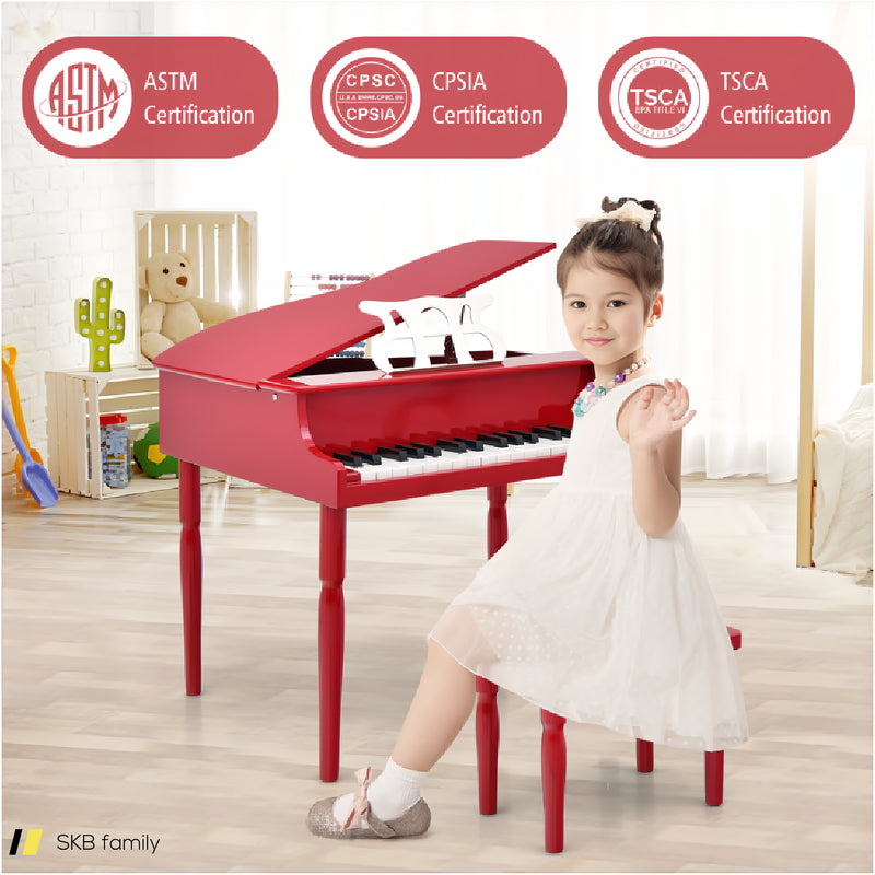 30-Key Wood Toy Kids Grand Piano With Bench And Music Rack 240515-229098