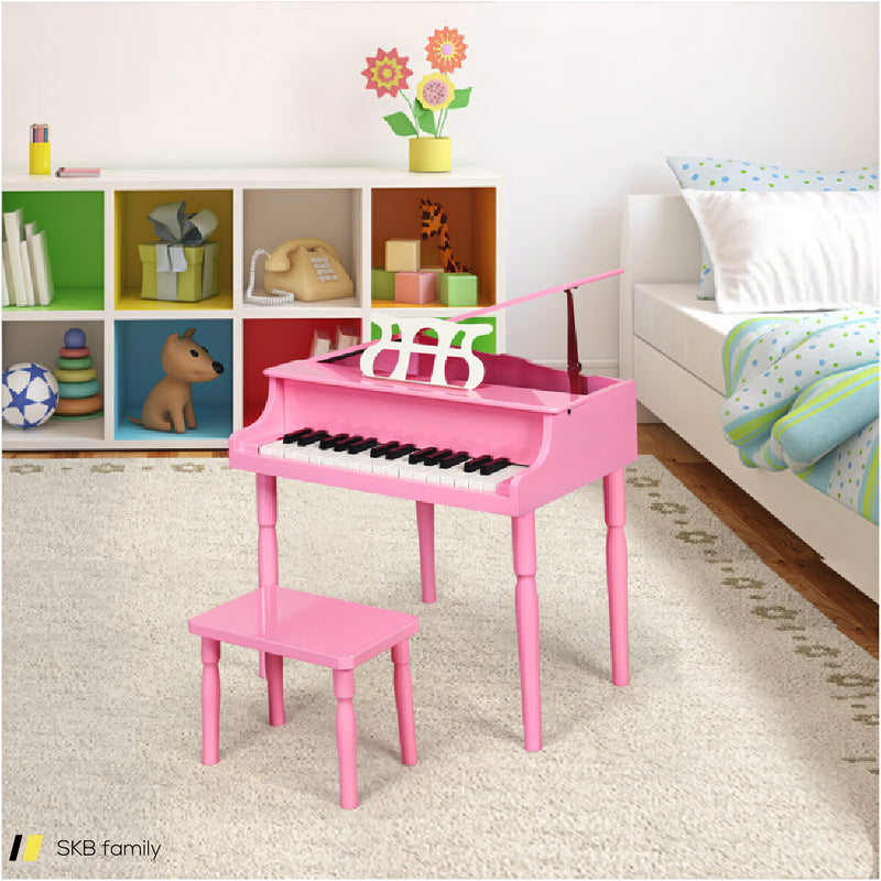 30-Key Wood Toy Kids Grand Piano With Bench And Music Rack 240515-229098