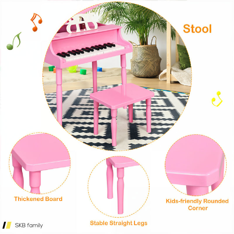 30-Key Wood Toy Kids Grand Piano With Bench And Music Rack 240515-229098