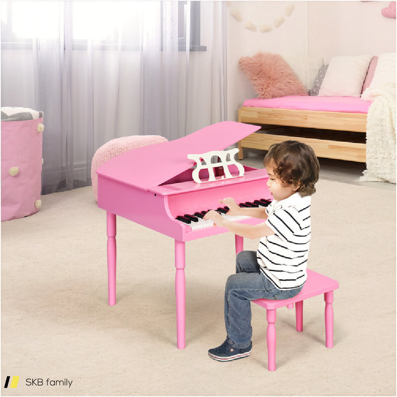 30-Key Wood Toy Kids Grand Piano With Bench And Music Rack 240515-229098