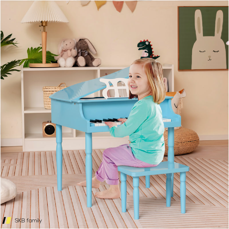 30-Key Wood Toy Kids Grand Piano With Bench And Music Rack 240515-229098