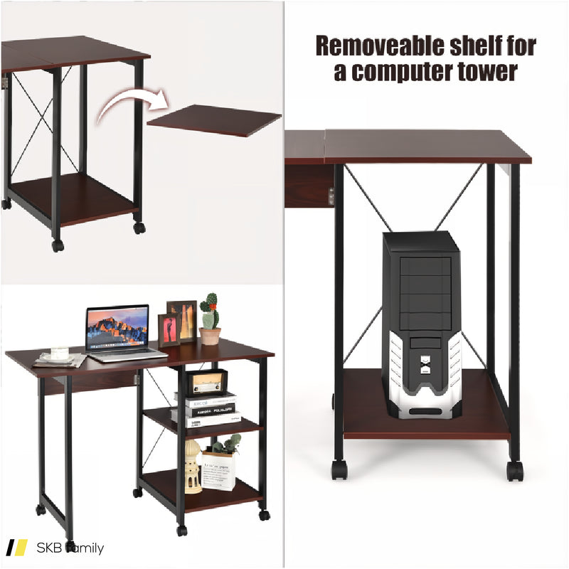 Folding Writing Office Desk With Storage Shelves 240515-229101