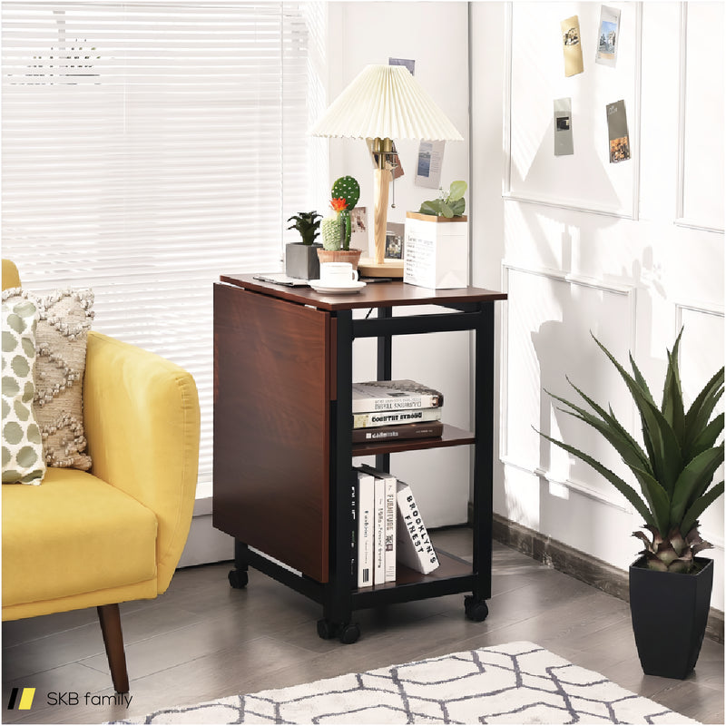 Folding Writing Office Desk With Storage Shelves 240515-229101