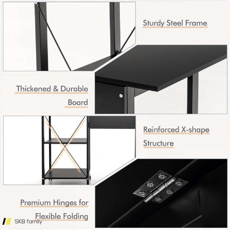 Folding Writing Office Desk With Storage Shelves 240515-229101