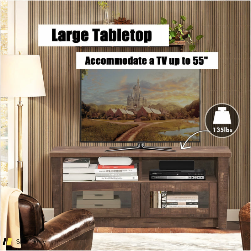 Wooden Tv Stand With 2 Open Shelves And 2 Door Cabinets 240515-229103