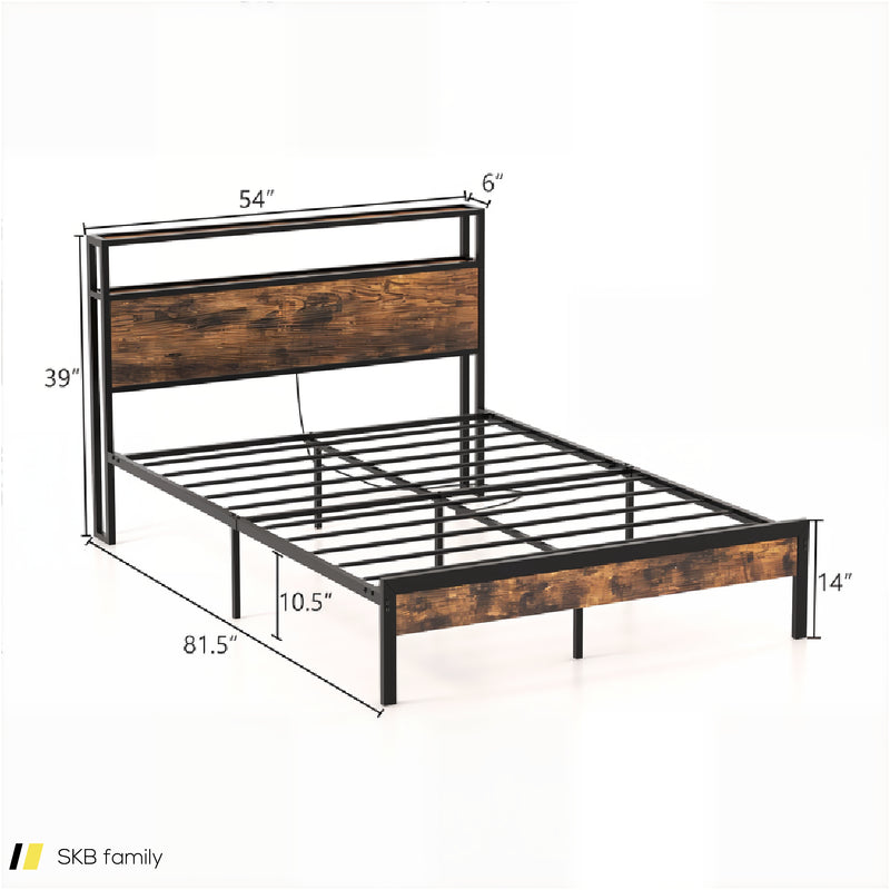 Twin/Full/Queen Bed Frame With Storage Headboard And Charging Station 240515-229110