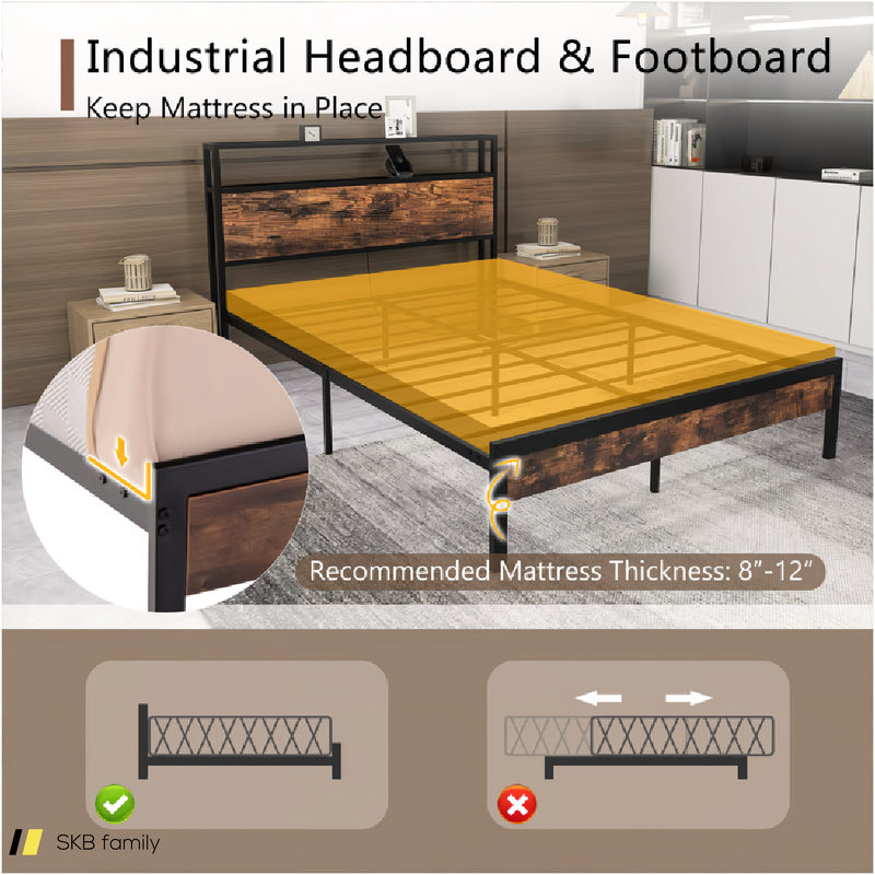 Twin/Full/Queen Bed Frame With Storage Headboard And Charging Station 240515-229110