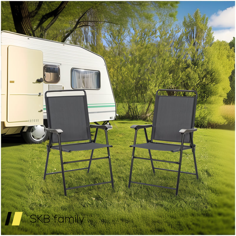 4 Pieces Portable Outdoor Folding Chair With Armrest 240515-229114