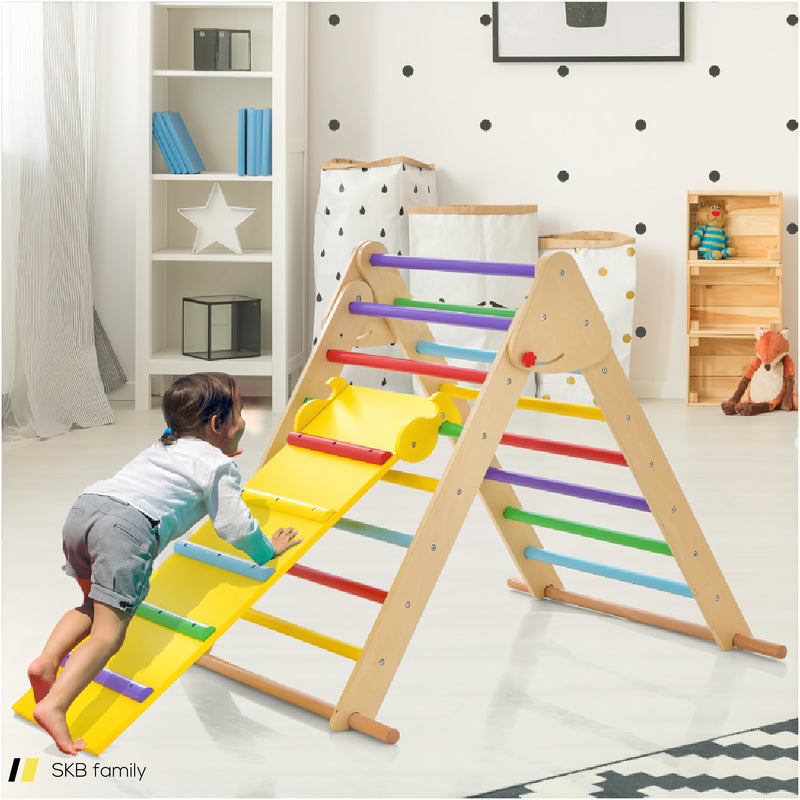 Kids Climbing Triangle Set With Adjustable And Reversible Ramp 240515-229121