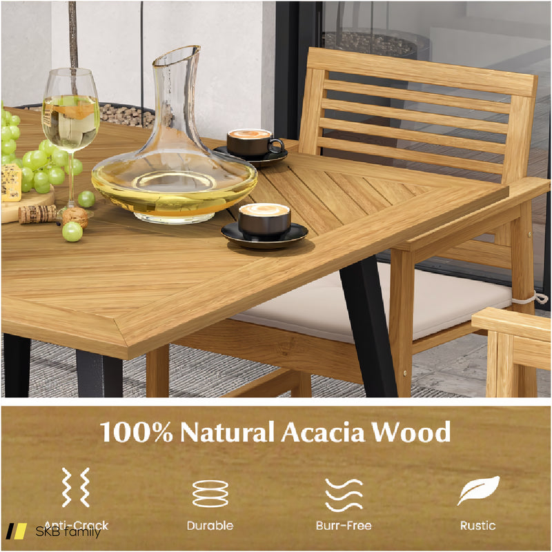 4-Person Acacia Wood Outdoor Dining Table For Garden, Poolside And Backyard 240515-229123