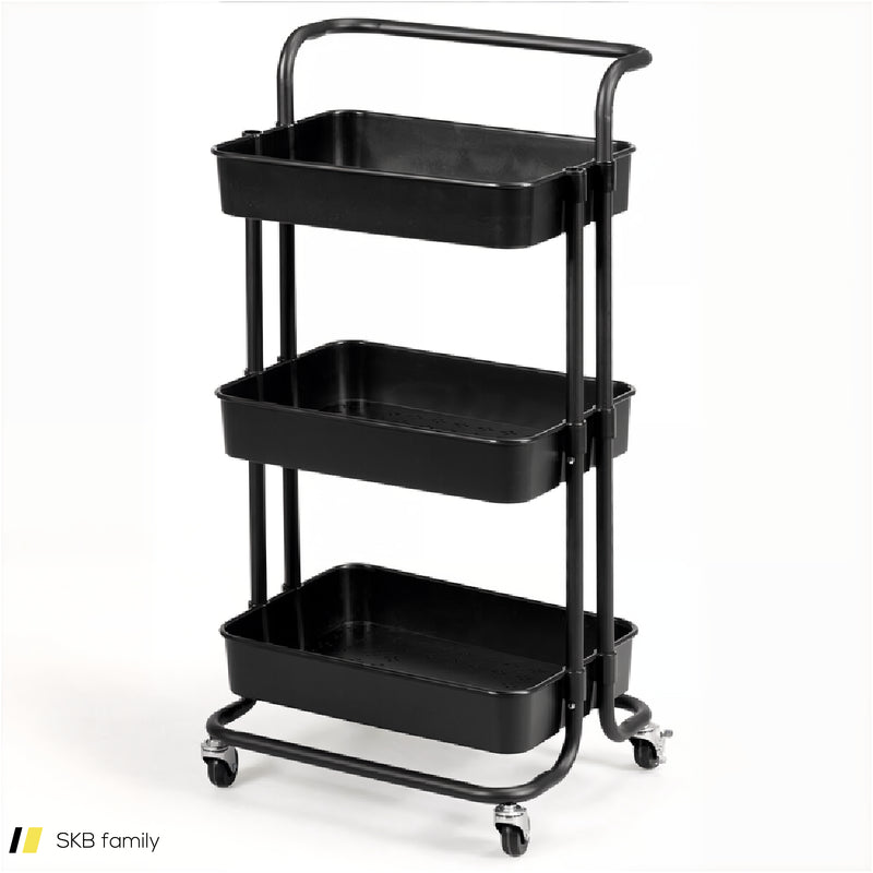 3-Tier Utility Cart Storage Rolling Cart With Casters 240515-229125