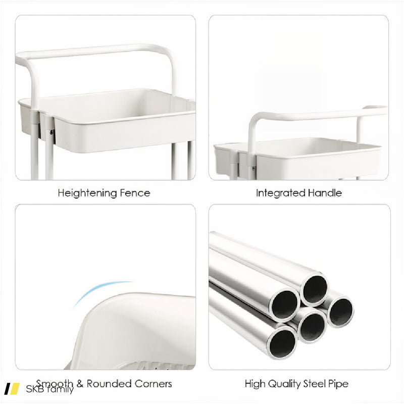3-Tier Utility Cart Storage Rolling Cart With Casters 240515-229125