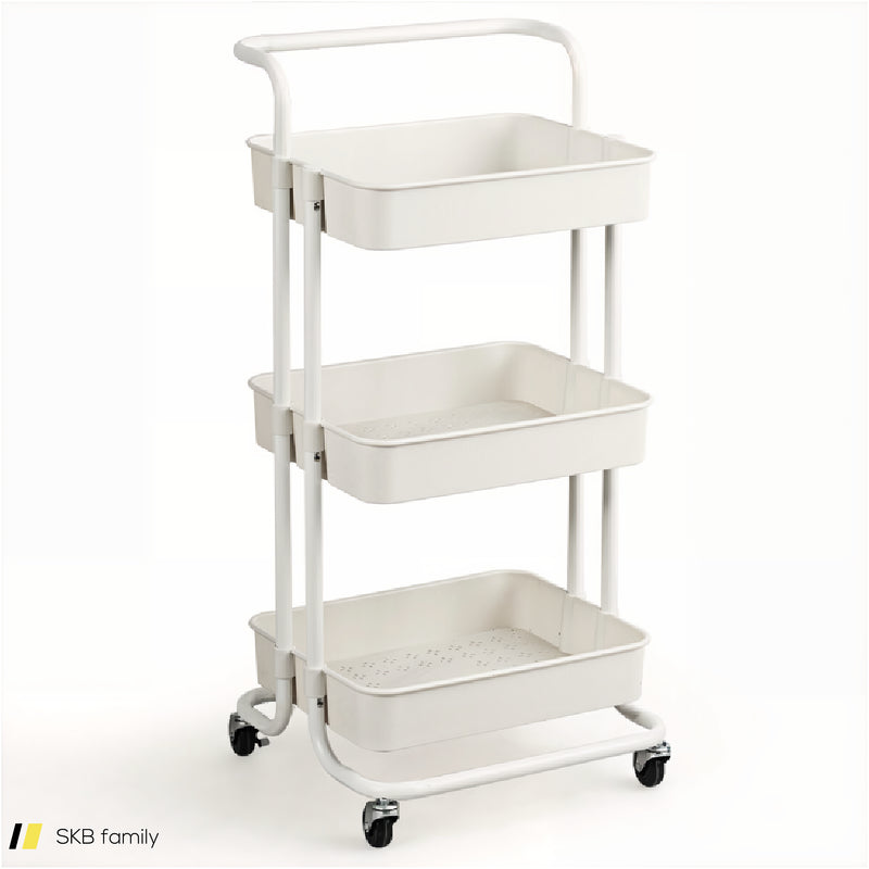 3-Tier Utility Cart Storage Rolling Cart With Casters 240515-229125